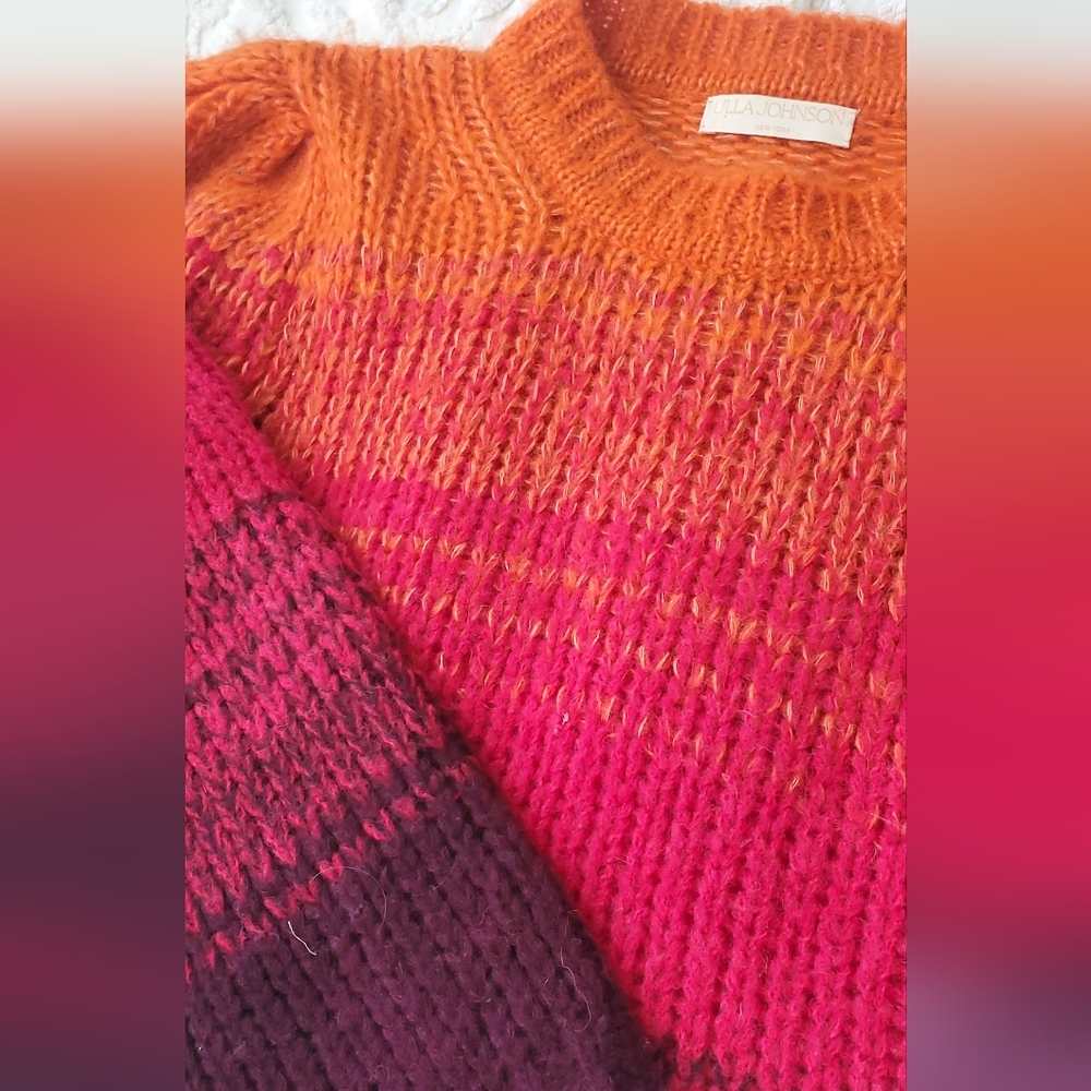 Ulla Johnson Rosalia Pullover Gradient Red Sweate… - image 8